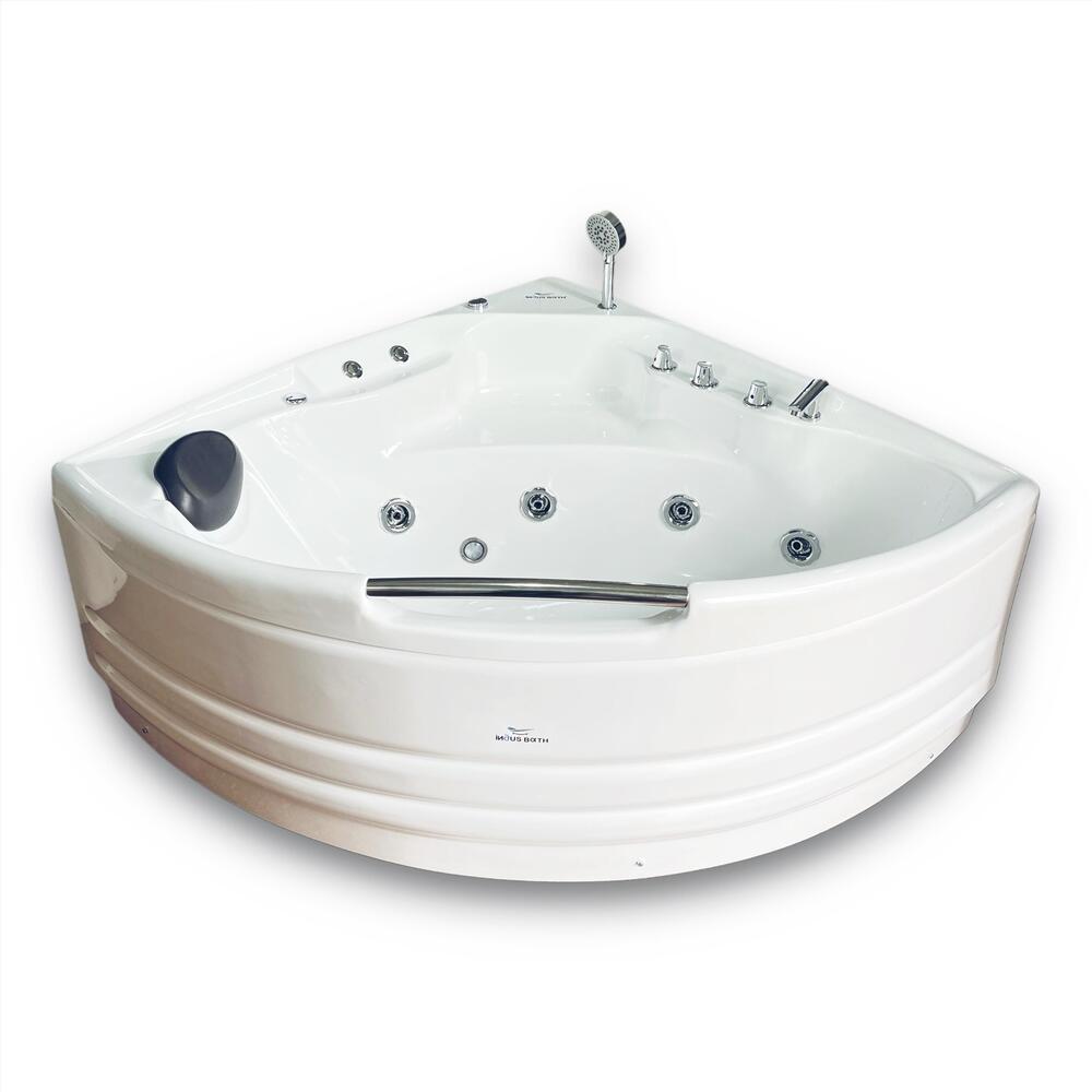INDUS BATH 4.6ft x 4.6ft Acrylic Freestanding Fully Loaded Bathtub with Front Panels, Headrest, Whirlpool Massage,