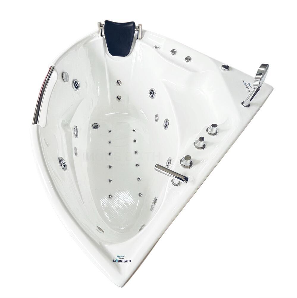 INDUS BATH 4.6ft x 4.6ft Acrylic Freestanding Fully Loaded Bathtub with Front Panels, Headrest, Whirlpool Massage,
