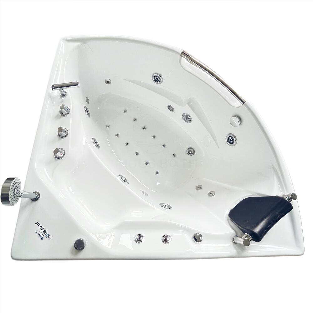 INDUS BATH 4.6ft x 4.6ft Acrylic Freestanding Fully Loaded Bathtub with Front Panels, Headrest, Whirlpool Massage,