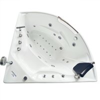INDUS BATH 4.6ft x 4.6ft Acrylic Freestanding Fully Loaded Bathtub with Front Panels, Headrest, Whirlpool Massage,
