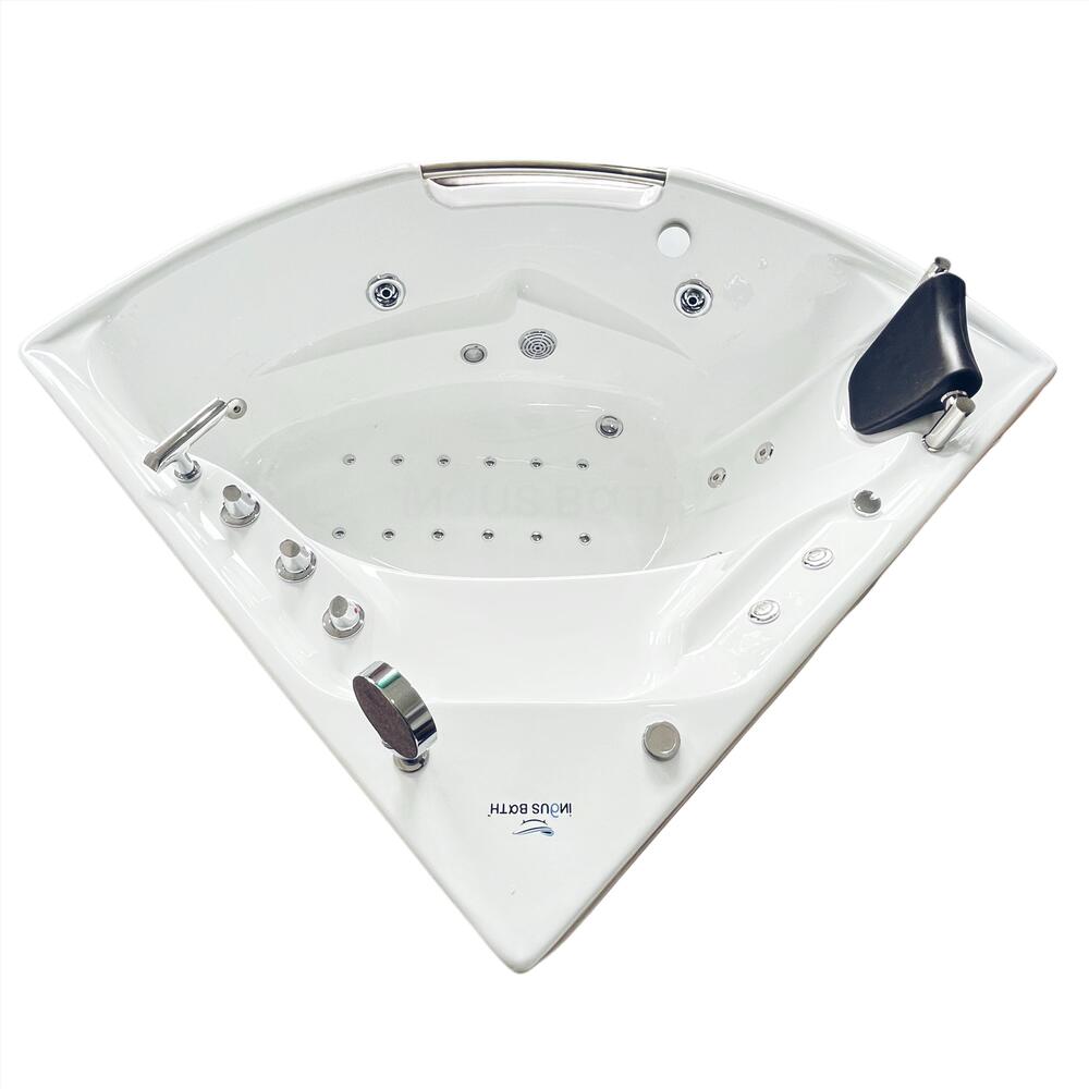 INDUS BATH 4.6ft x 4.6ft Acrylic Freestanding Fully Loaded Bathtub with Front Panels, Headrest, Whirlpool Massage,