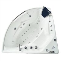 INDUS BATH 4.6ft x 4.6ft Acrylic Freestanding Fully Loaded Bathtub with Front Panels, Headrest, Whirlpool Massage,