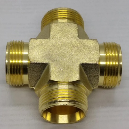 4 Way Stainless Steel Ball Valve - Color: Golden