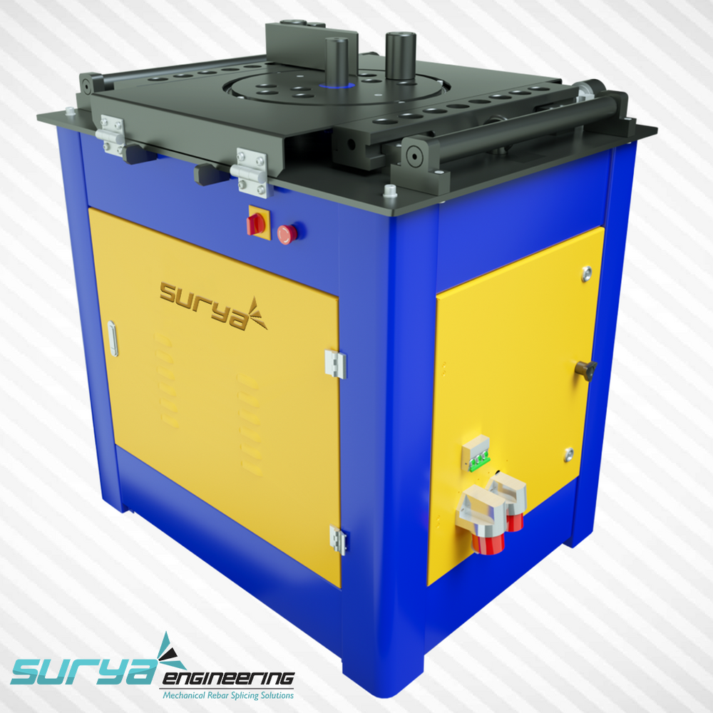Rebar Bending Machine - Ms Steel, 4566x1113x1111 Mm, Yellow | High Precision Bending, Versatile Operation, Robust Construction, Safety Mechanisms