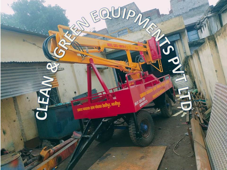 10 Mtr Working Height Sky Lift Mounted on four Wheel Trailer Chassis