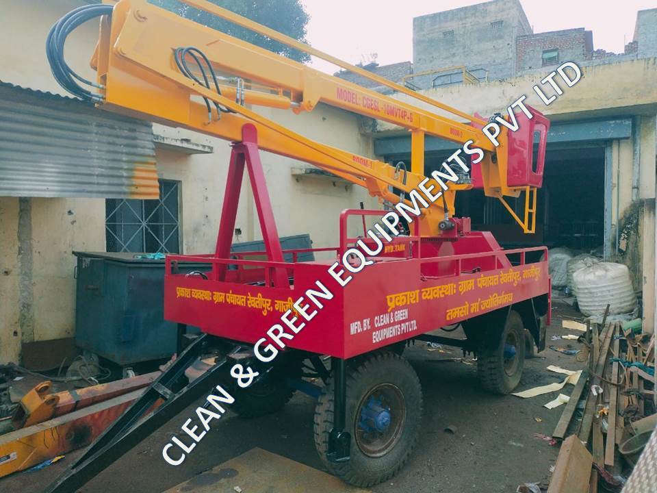 10 Mtr Working Height Sky Lift Mounted on four Wheel Trailer Chassis