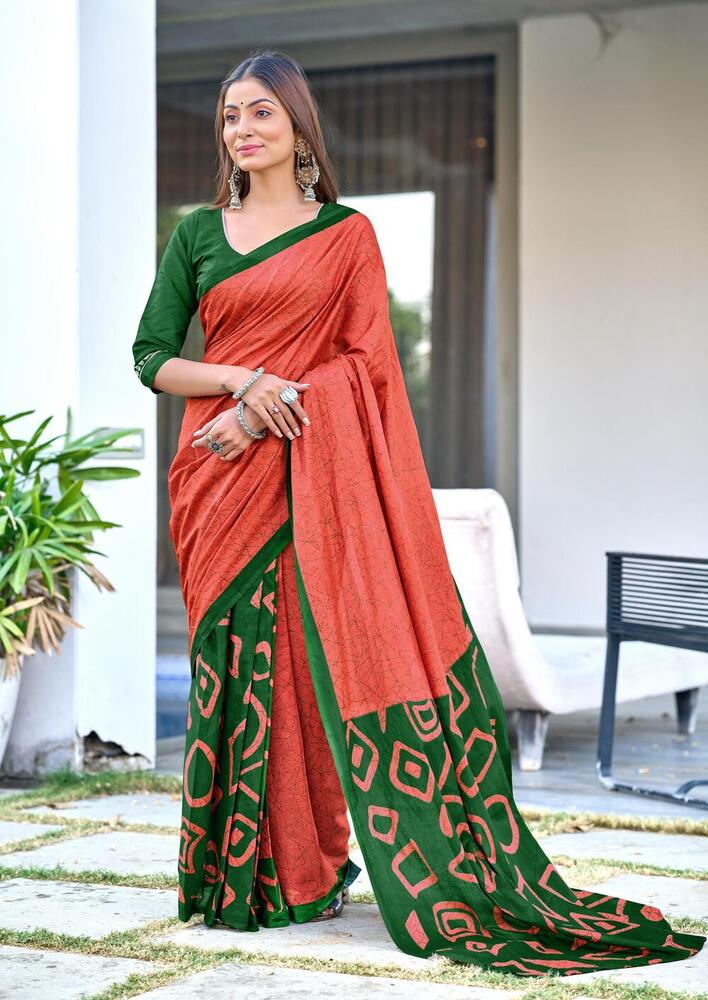 Jaipuri Saree - Color: As Per Image