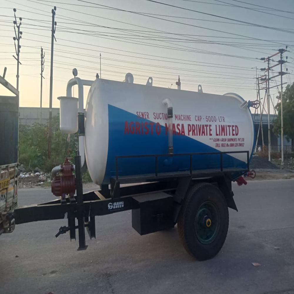 5000Ltr Capacity Sewer Suction Machine mounted on Trailer Chassis.