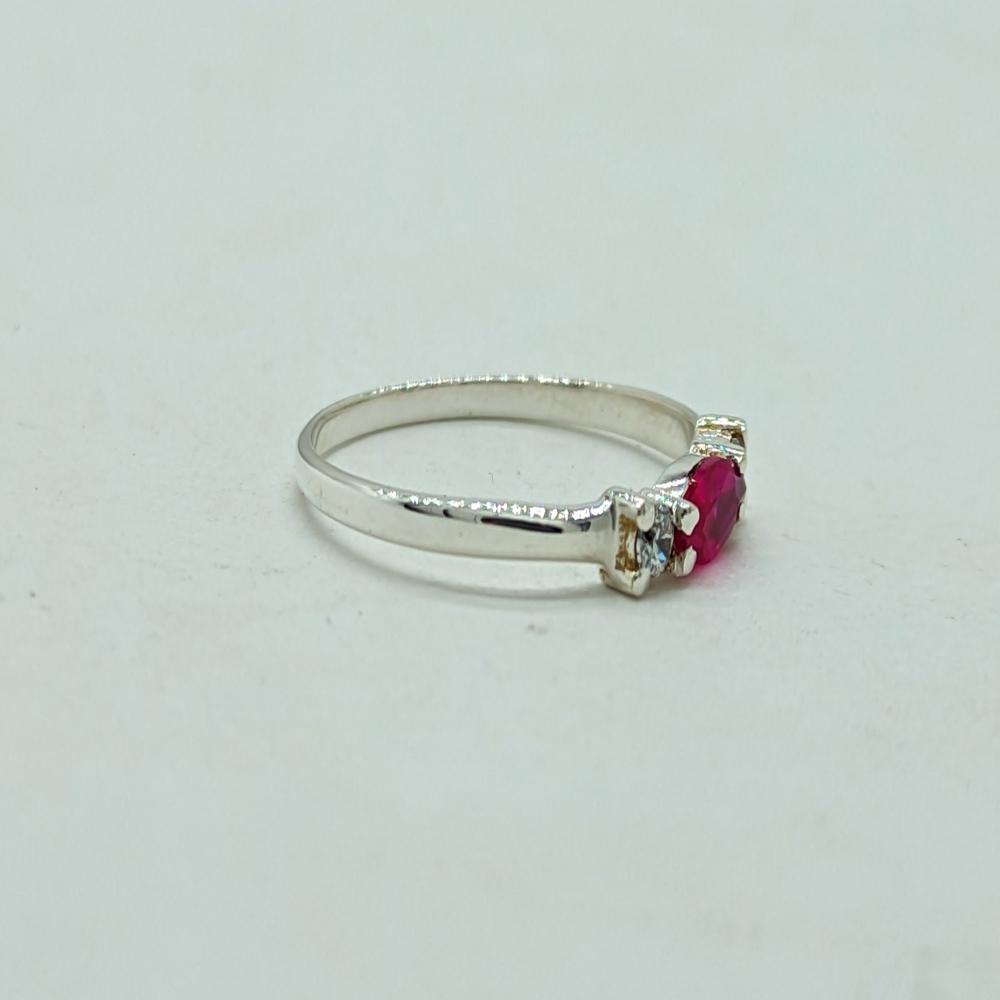 Lab Made Ruby Moissanite Statement Ring, Wedding Anniversary Ring, Gift For Her - Diamond Carat Weight: 0.18 Carat