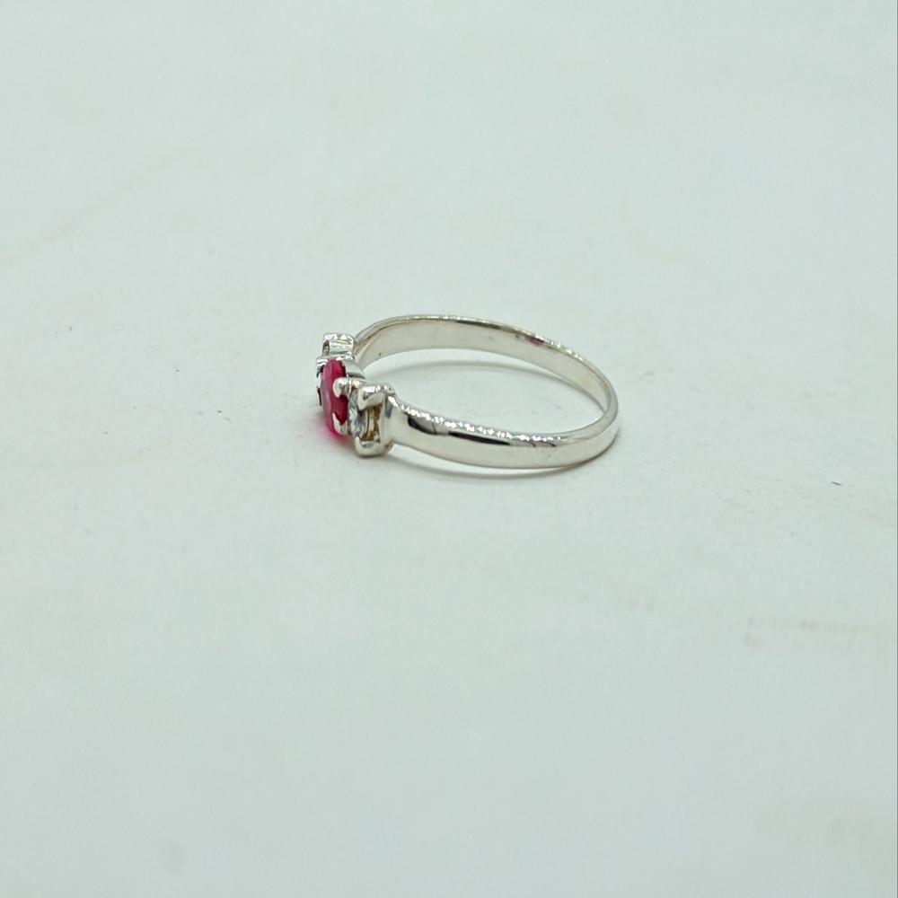 Lab Made Ruby Moissanite Statement Ring, Wedding Anniversary Ring, Gift For Her - Diamond Carat Weight: 0.18 Carat