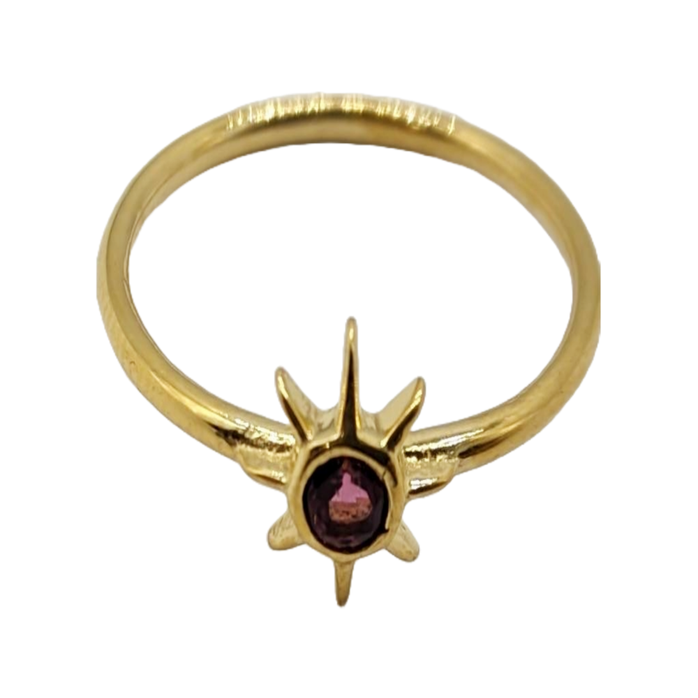 925 Silver Ruby Star Ring, 0.15 Cts Round Cut Stone, Dainty Solitaire Promise Ring, Gift for Wife