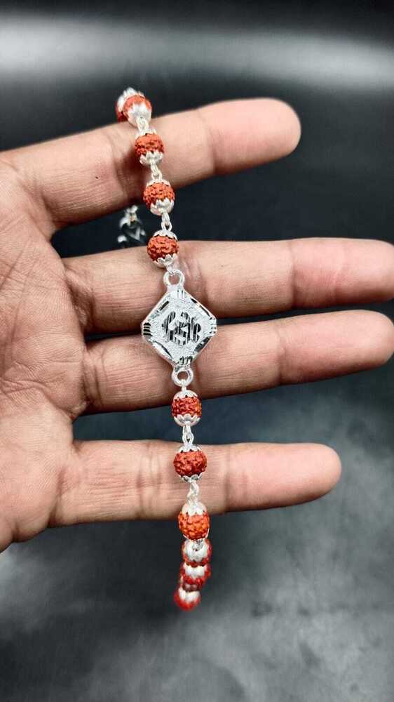 Pure Silver Om Rudraksha Bracelet
