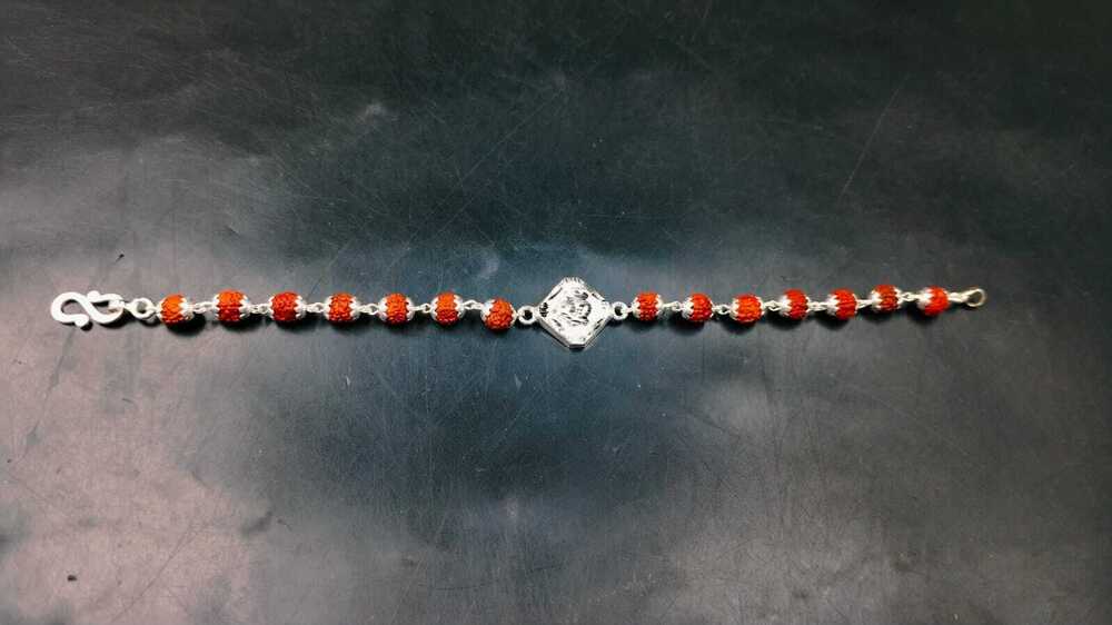 Pure Silver Om Rudraksha Bracelet