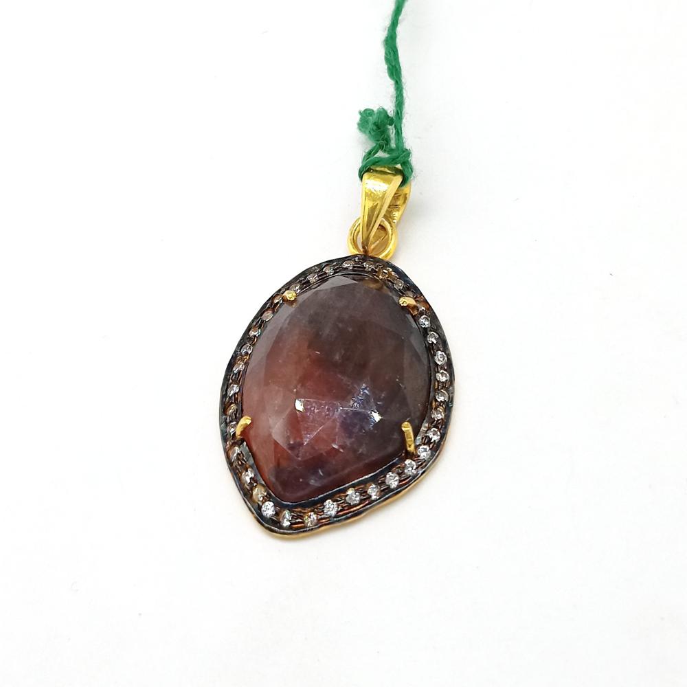 925 Sterling Silver Natural Faceted Ruby Pendant