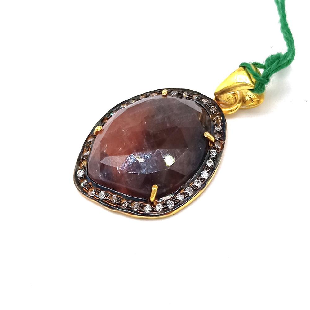 925 Sterling Silver Natural Faceted Ruby Pendant