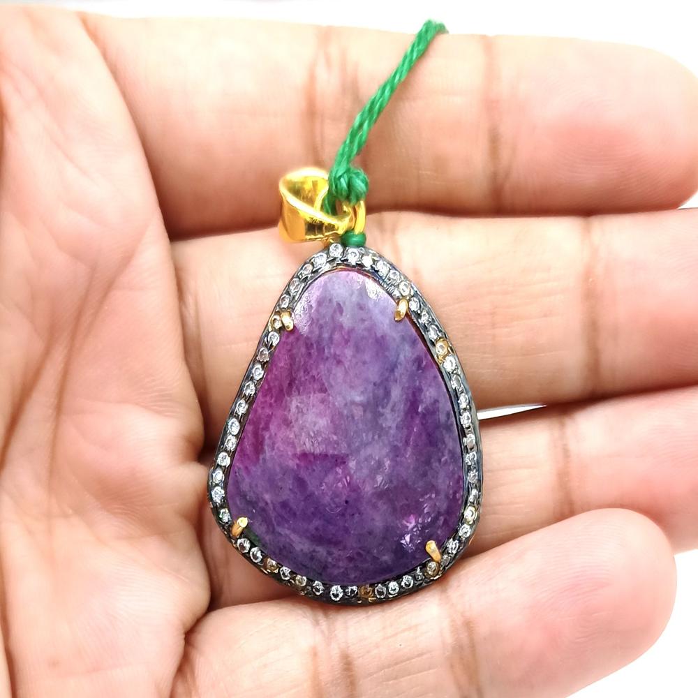 925 Sterling Silver Natural Ruby Artisan Pendant