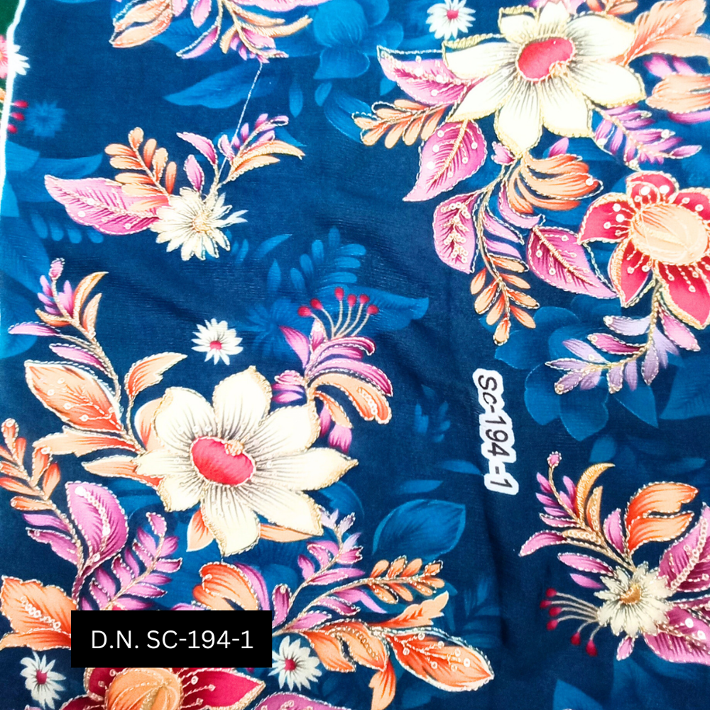 Navy Blue Position Printed Fabric