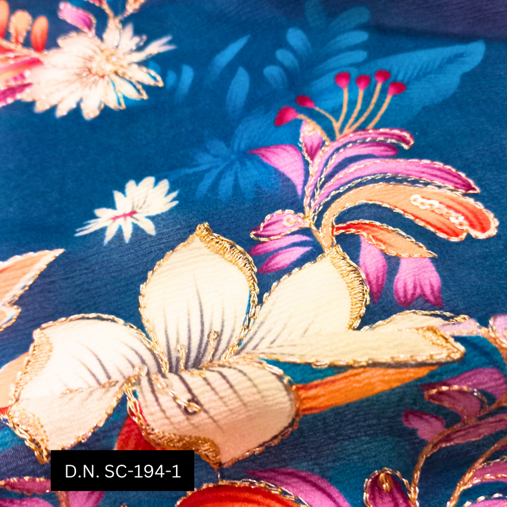 Navy Blue Position Printed Fabric