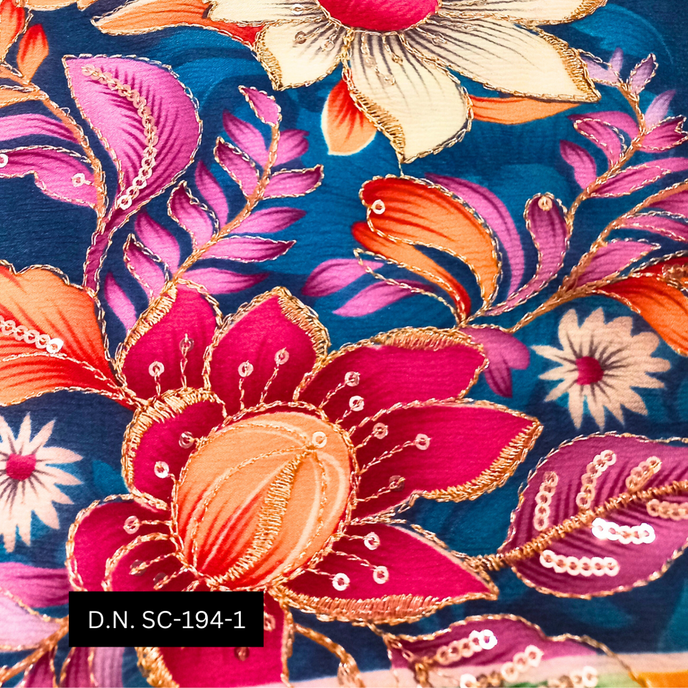 Navy Blue Position Printed Fabric