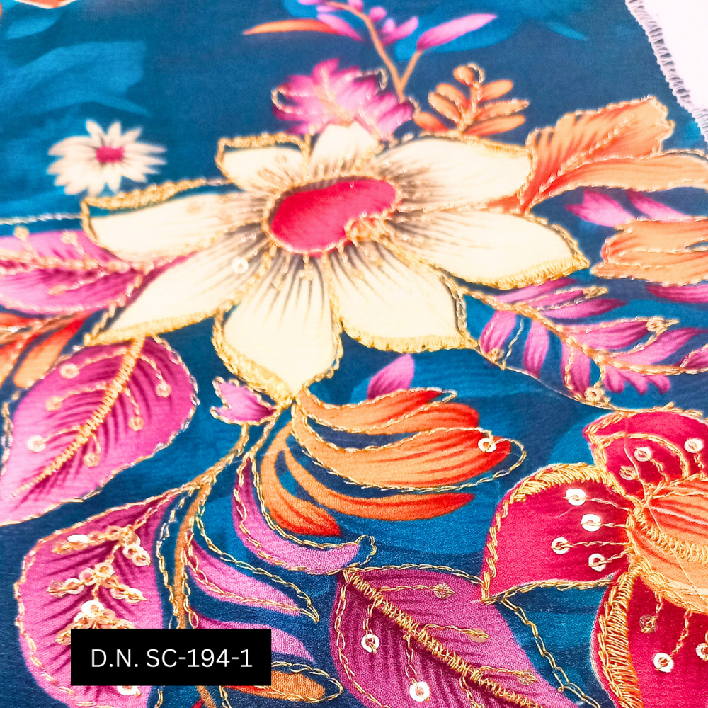 Navy Blue Position Printed Fabric