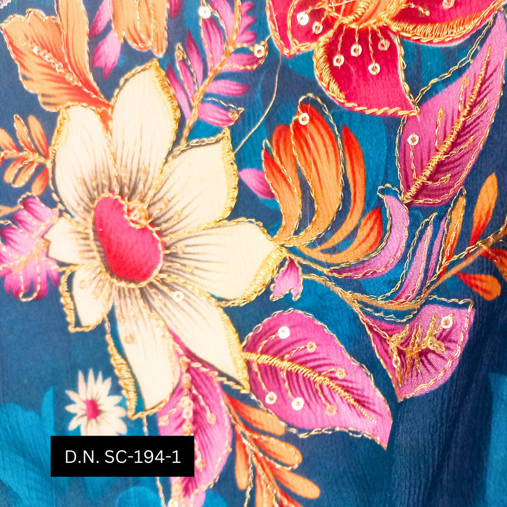 Navy Blue Position Printed Fabric