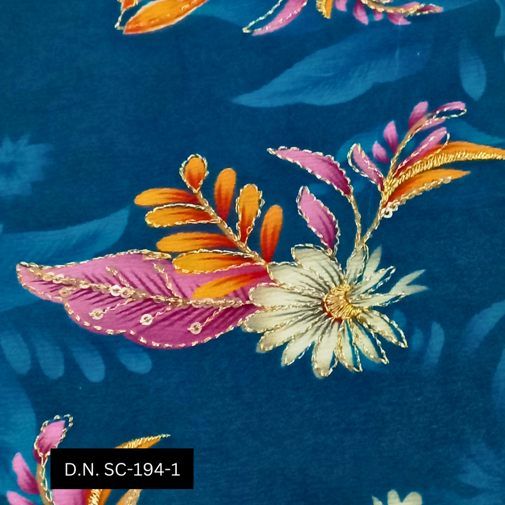 Navy Blue Position Printed Fabric