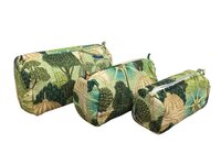 3pc Set Cotton Quilted Toiletry Pouches