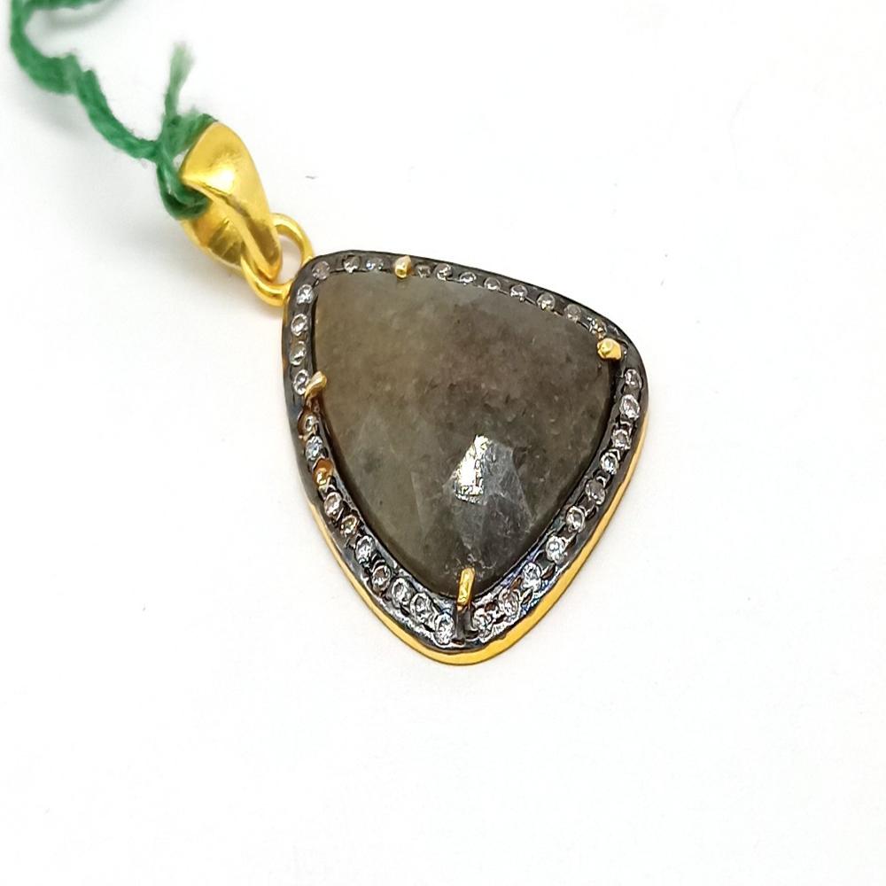 925 Sterling Silver Faceted Gray Sapphire Pendant