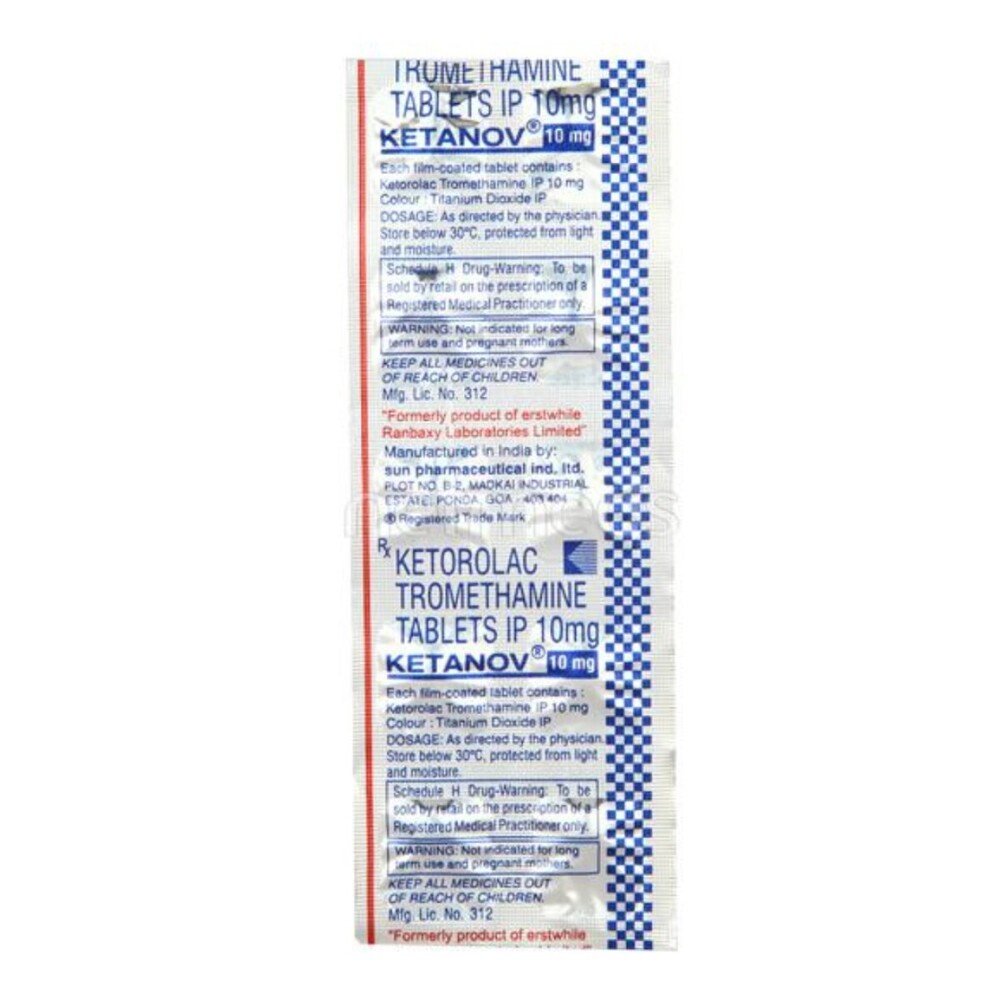 Ketanov Tab 10mg Ingredients: Ketorlac & Tromethamine