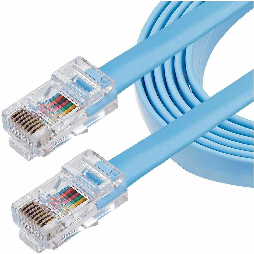 Rj45 Cisco Console Cable - Db9 To Rj45, 6 Ft Length, Blue Color, 192 Kb Buffer Size | Wired Connectivity, High Speed For Routers