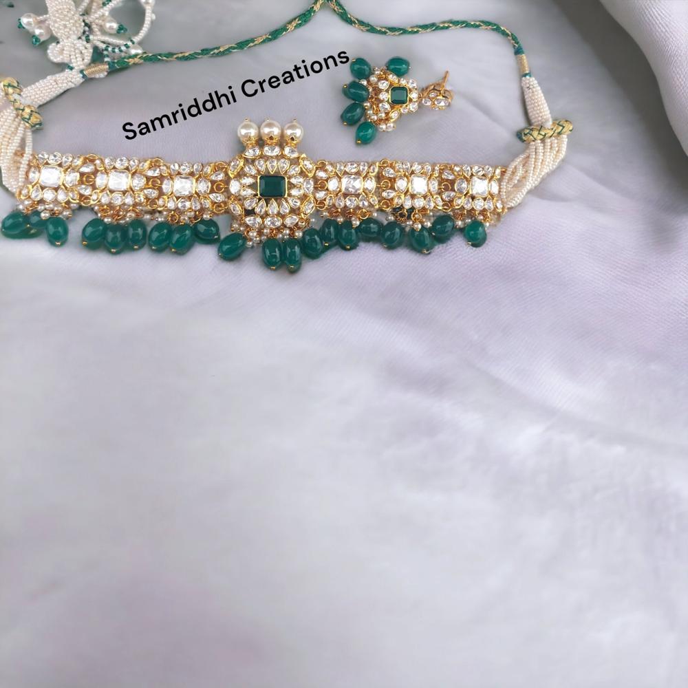 Polki Necklace Set - Color: Green