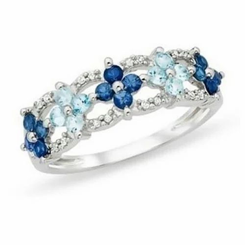 Colored Stone Bangle - Color: Silver