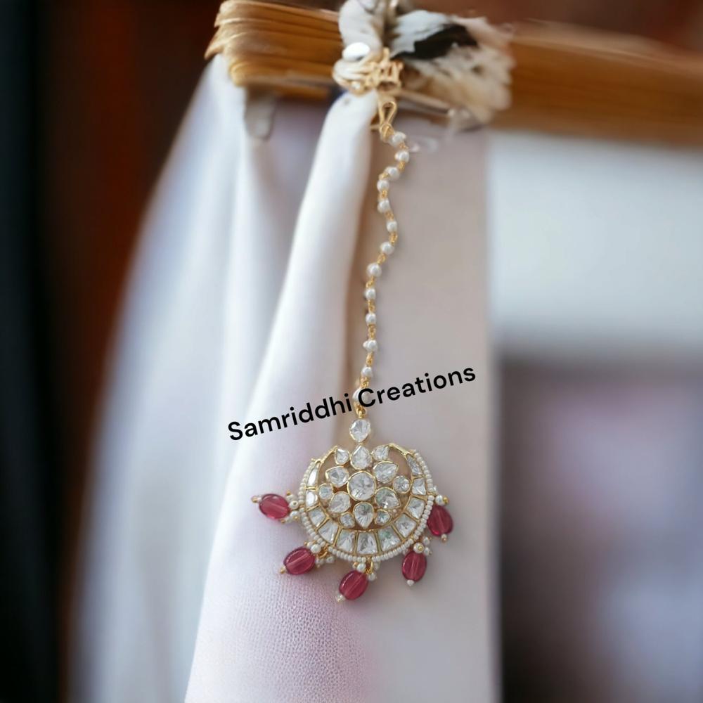 Gold Plated Moissanite Center Maang Tikka