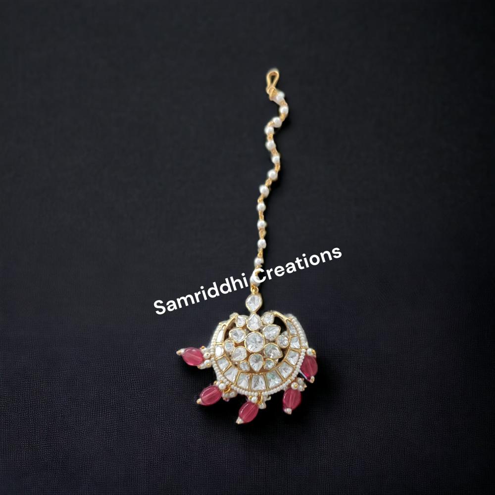 Gold Plated Moissanite Center Maang Tikka