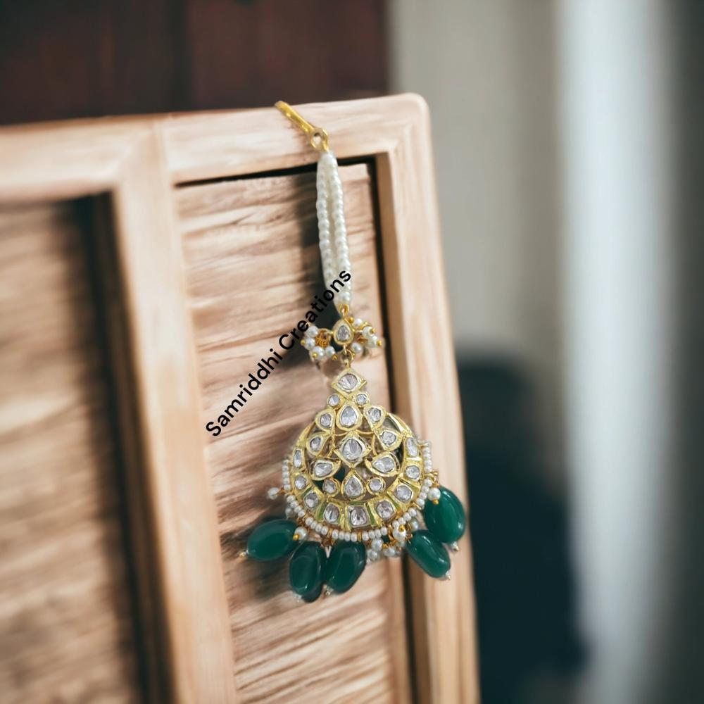 Gold Plated Moissanite Center Maang Tikka