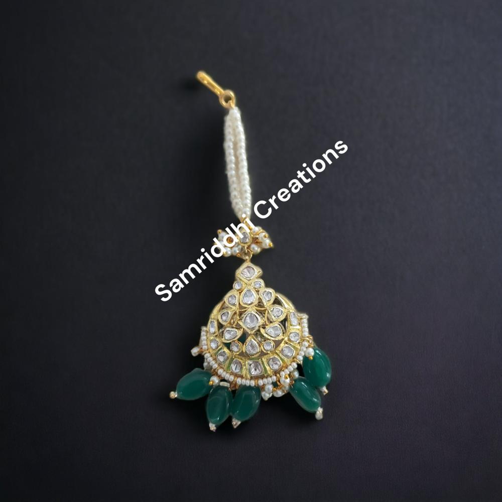 Gold Plated Moissanite Center Maang Tikka