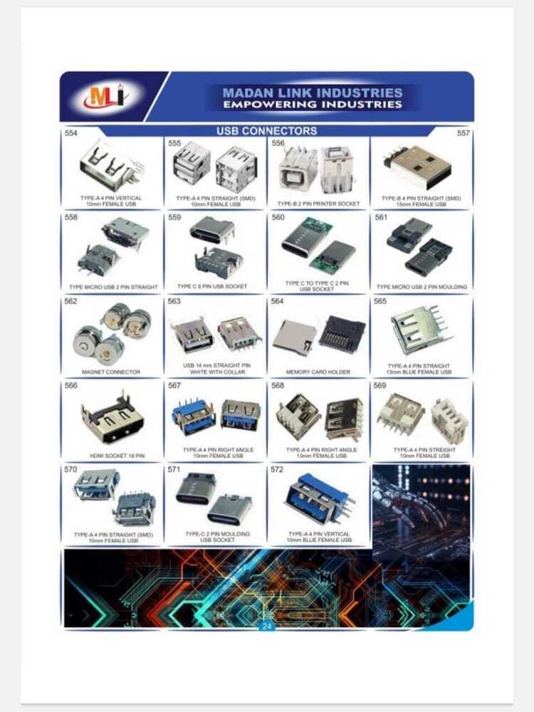 Type C6 Pin Usb Socket Connectors