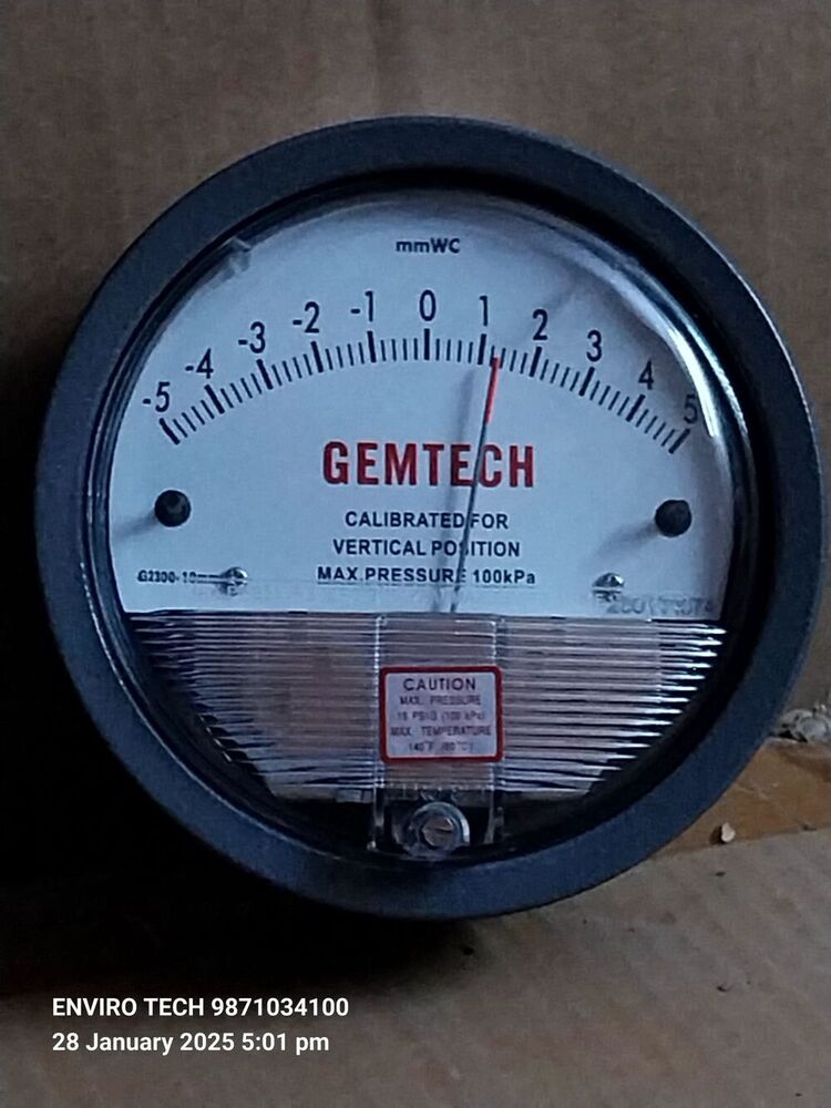 Gemtech Differential Pressure Gauge For Hvac Systems - Accuracy: A 2% (-Ha Model A 1) Of Fs (A 3% (-Ha A 1.5%) On -0