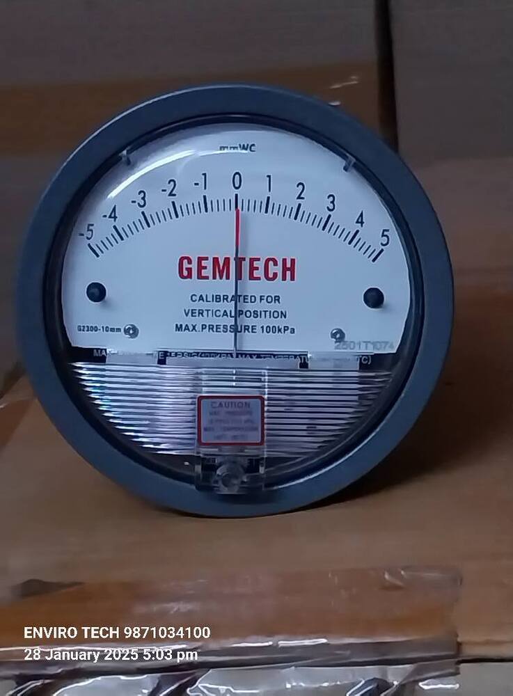 Gemtech Differential Pressure Gauge For Hvac Systems - Accuracy: A 2% (-Ha Model A 1) Of Fs (A 3% (-Ha A 1.5%) On -0