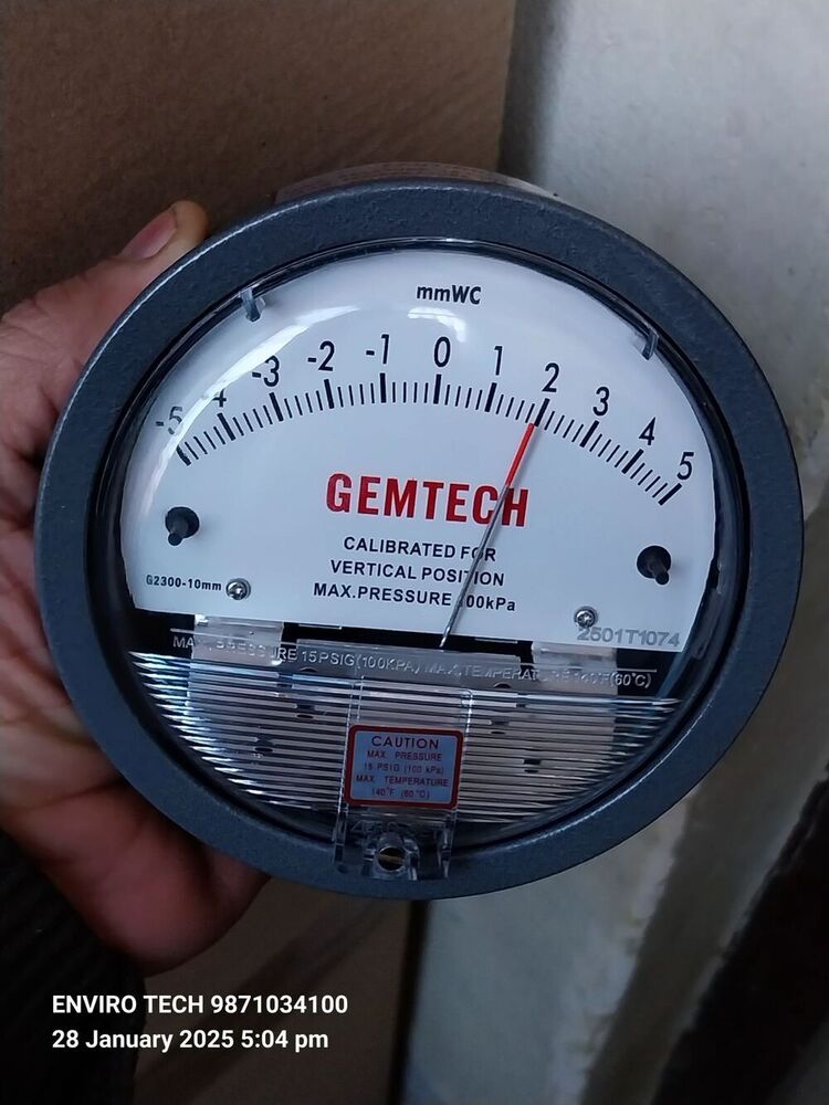 Gemtech Differential Pressure Gauge For Hvac Systems - Accuracy: A 2% (-Ha Model A 1) Of Fs (A 3% (-Ha A 1.5%) On -0