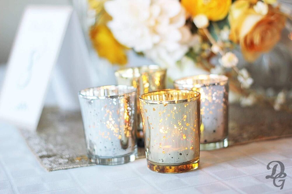 Silver Glass Candle Votive Holders - Glass Art Ware, 100% Handmade Craftsmanship | Lightweight, Luxurious Design, Perfect Shape, Ce & Ul Certified