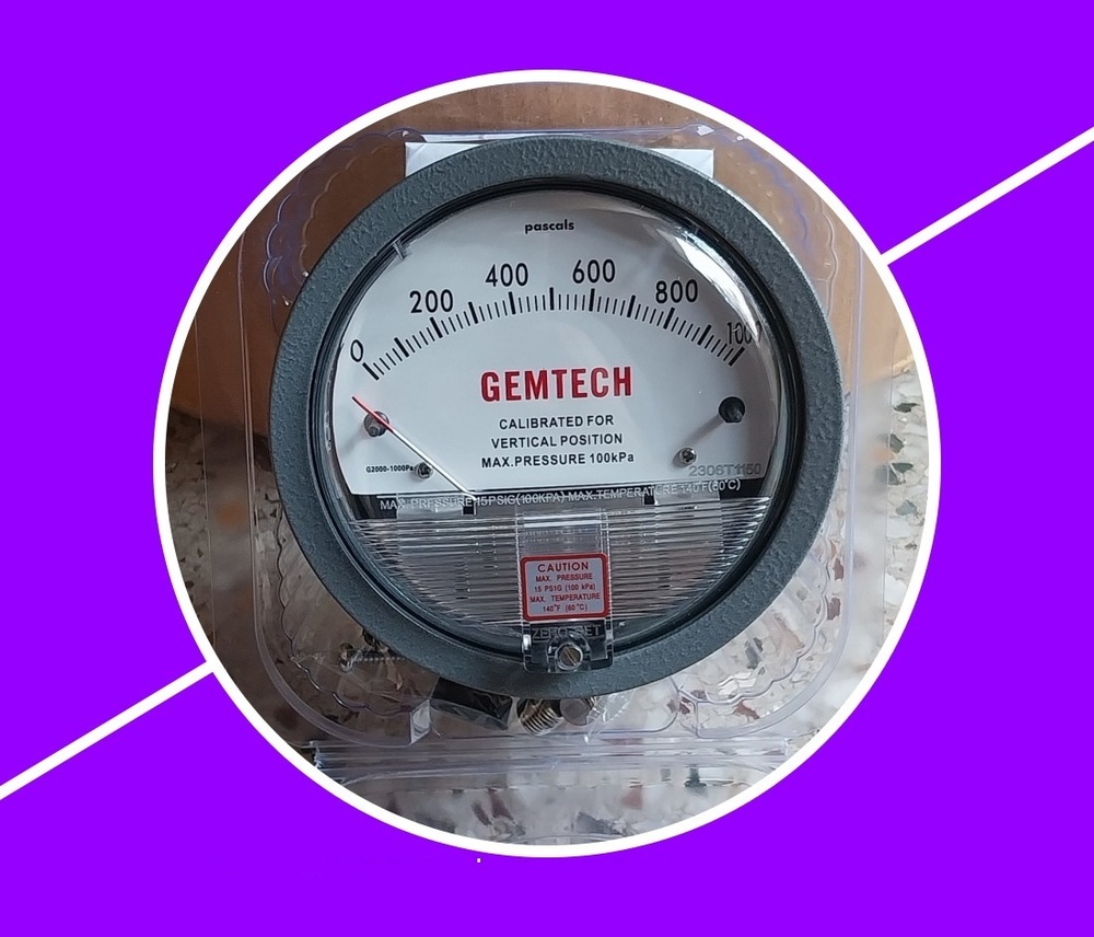 Supplier Gemtech Differential Pressure Gauge In Hosur Tamil Nadu - Accuracy: A 2% (-Ha Model A 1) Of Fs (A 3% (-Ha A 1.5%) On -0