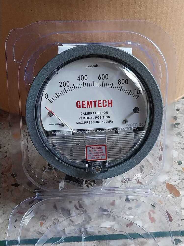 Supplier Gemtech Differential Pressure Gauge In Hosur Tamil Nadu - Accuracy: A 2% (-Ha Model A 1) Of Fs (A 3% (-Ha A 1.5%) On -0