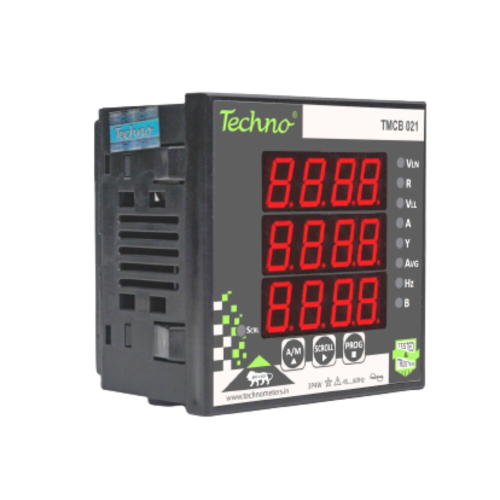 Three Phase Amp Meter - 96mm X 96mm X 75mm Dimensions | Class 1 Accuracy, Programmable Keypad, Digital Polycarbonate Body, Auto Ranging Current