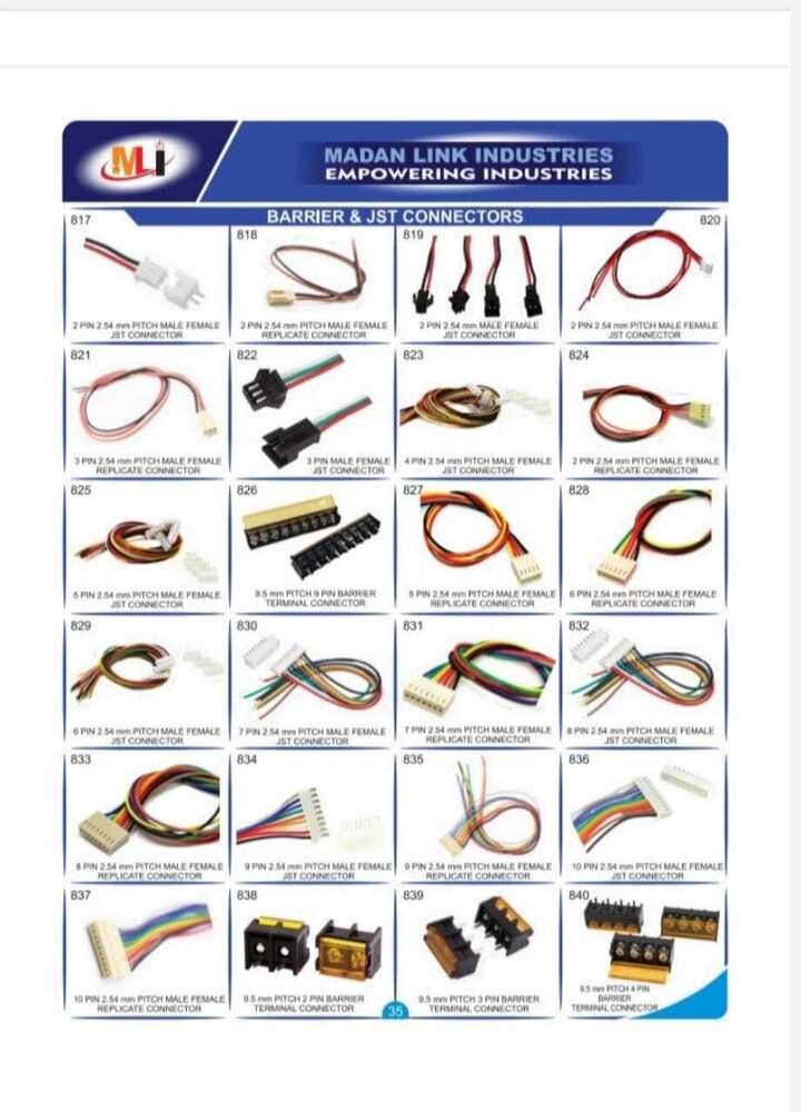 4 PIN 2.54 MM PITCH MALE FEMALE  JST CONNECTOR