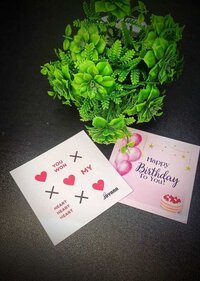 Printed Birthday Cards - Color: Pink And White