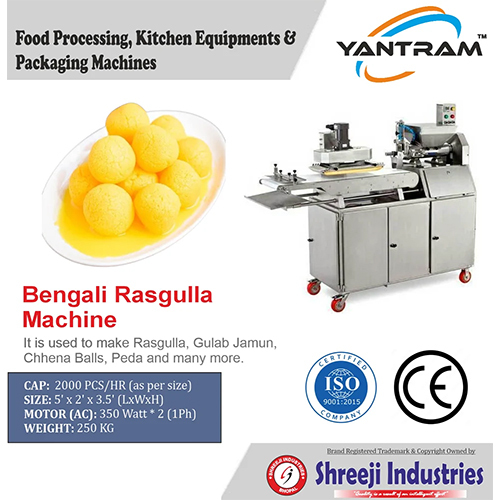 Bengali Rasgulla Making Machine - Stainless Steel, Produces Up to 2000 Pieces/Hour | Automatic Operation, Hygienic Production, Uniform Size & Shape