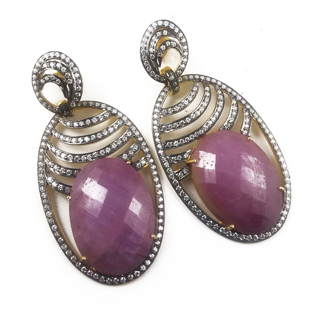 Pink Sapphire Diamond Earring