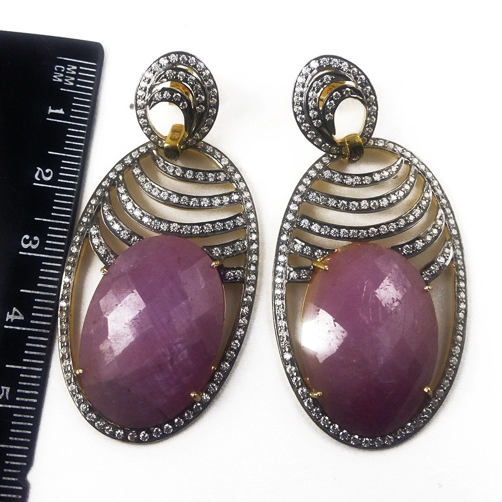 Pink Sapphire Diamond Earring