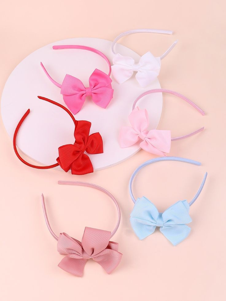 Hair Band - Soft Fabric, Multicolor (Baby Pink, Sky Blue, Red, Light Brown) | Adorned with Cute Neatly Tied Bows, Perfect for Daily Wear and Special Occasions